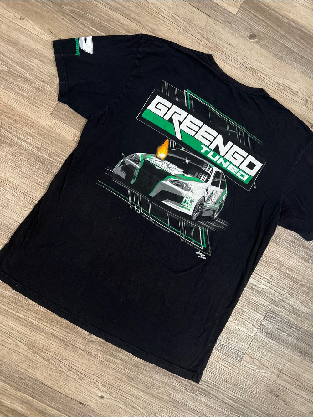 Greengo Tuned T shirt Black Doble Side Insane Logo Green Size Large